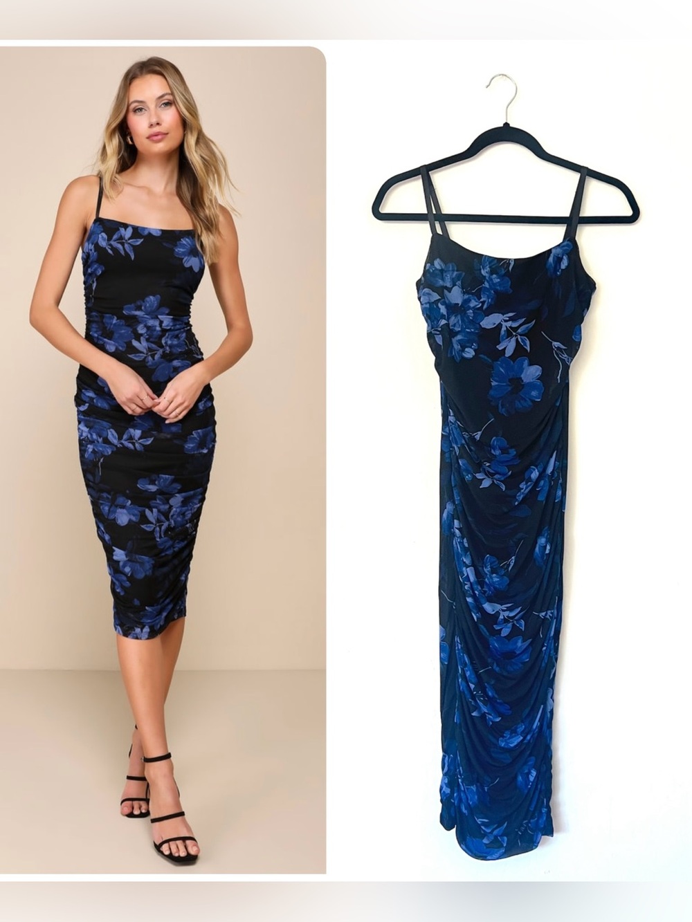 Lulus Date Night Beauty Floral Ruched Slip Dress